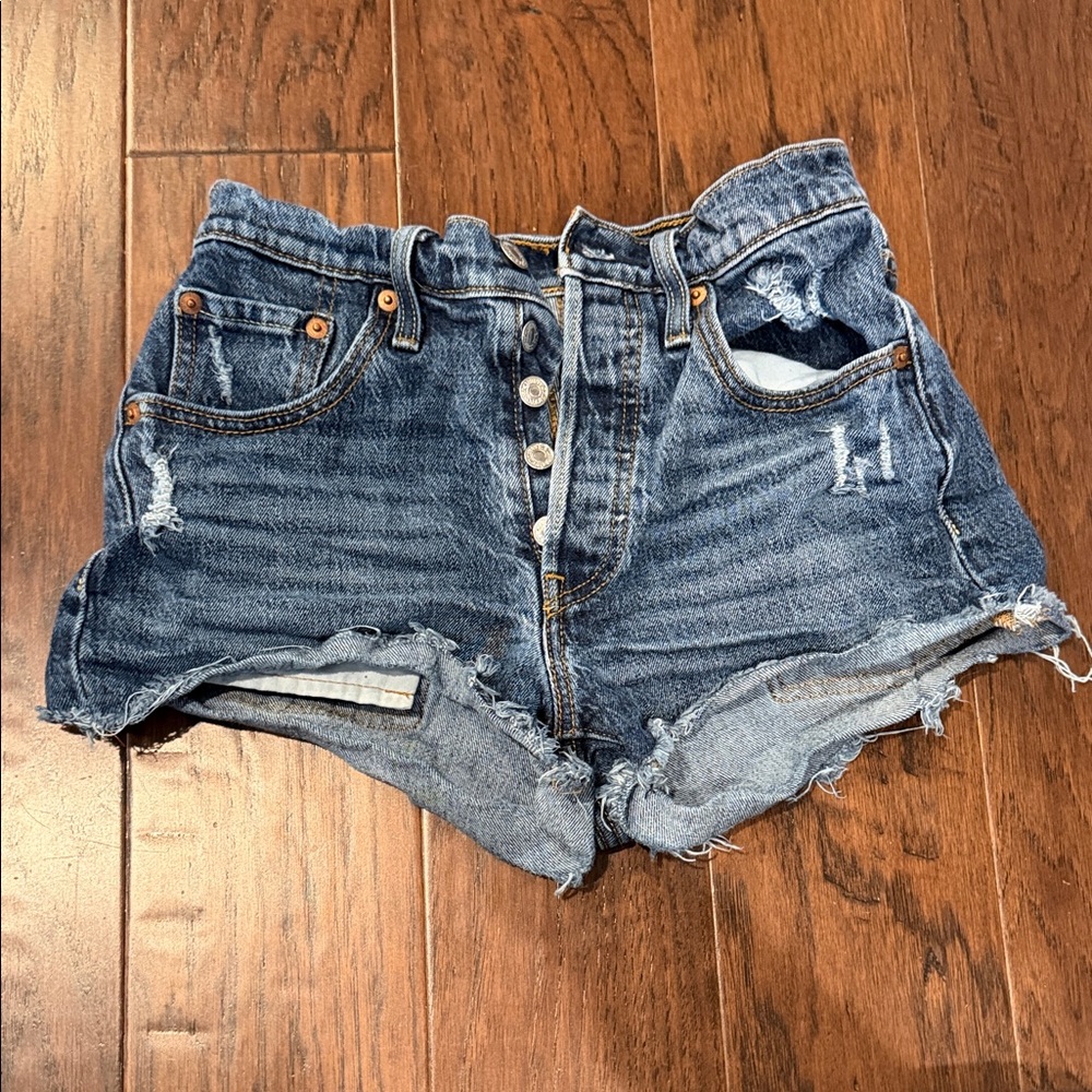 Levi's Blue Distressed Jean Shorts